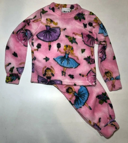 Zoofleece Ballet Dancer Flower Cinderella Pink Girls Kids Pajama PJ Fleece Set