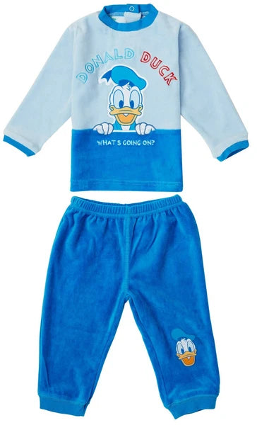 Official Mickey Mouse Kids Blue Pyjama Set Warm Cosy Fleece Boys Nightwear Gift