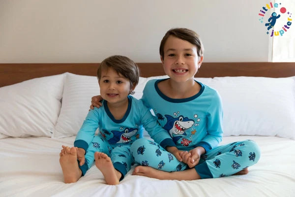 Little Jupiter Boys Pajamas with Glow in The Dark - Shark - Light Blue