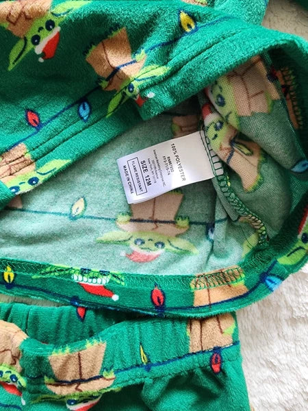 Holiday Christmas Star Wars baby Yoda Grogu pajama set, size 12 months 2t NWT