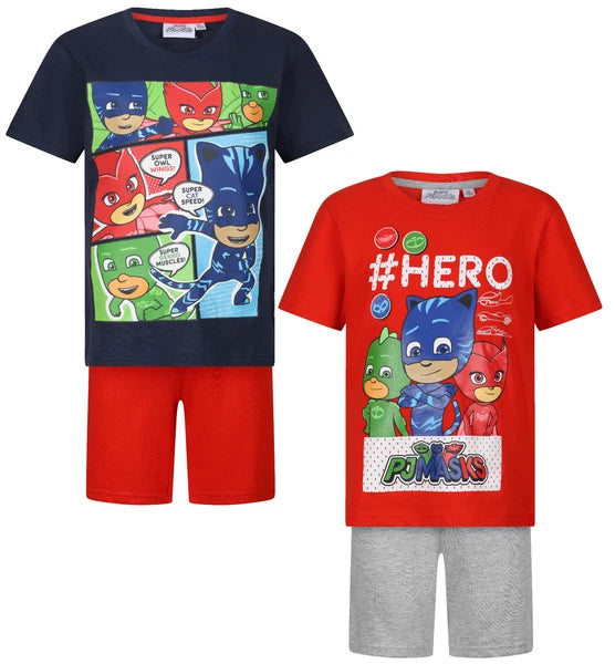 BOYS 2 PACK SHORT PYJAMAS CHARACTER NIGHT WEAR SHORT PJ SET 3-10 YEARS BNWT