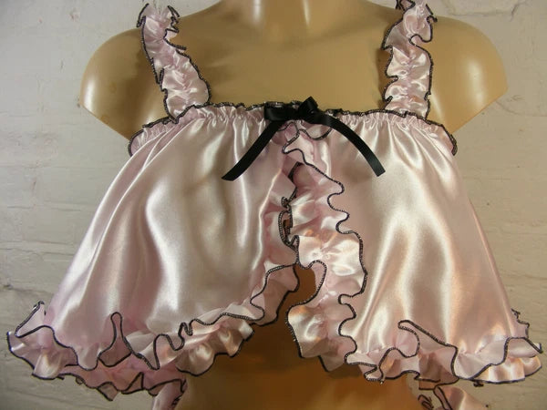 ADULT baby sissy satin with rolled hem edge cami & knickers set