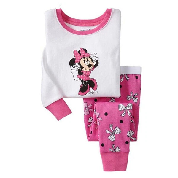 Kids Boy Girls Micky Minie Mouse Pyjamas Pjs Set Sleepwear Long Sleeve Nightwear