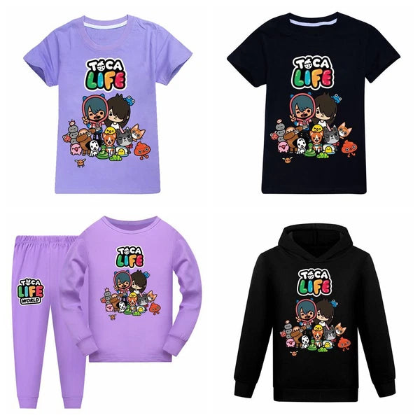 Children's TOCA LIFE T-shirt Hoodie Pants Sports Set Sleepwear Birthday Gift