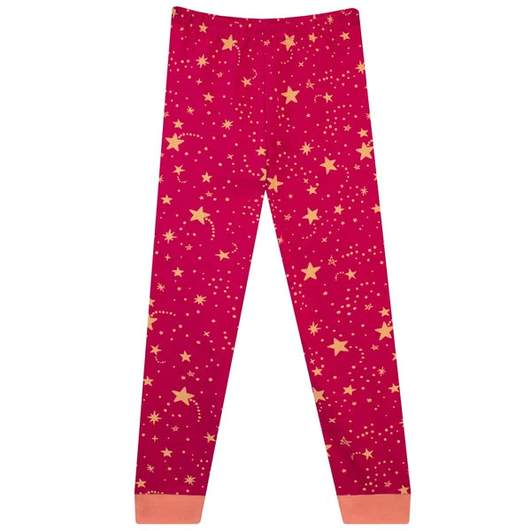 Princess Moon & Owl Pyjamas Kids Girls 3 4 5 6 7 8 9 10 Years PJs Red