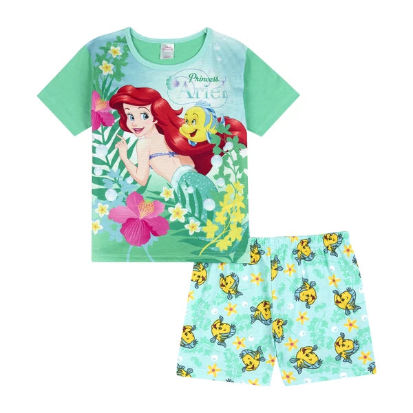 Official Girls Disney The Little Mermaid Short Summer Pyjamas Princess Ariel