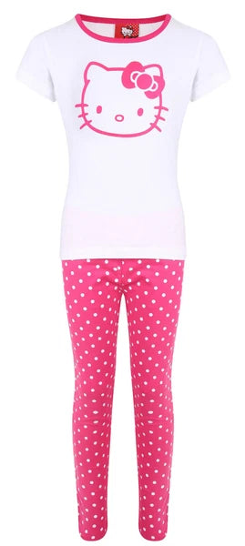 GIRLS PYJAMAS HELLO KITTY EX UK STORE NIGHT WEAR PJ SETS 3-12Y PINK/WHITE NEW