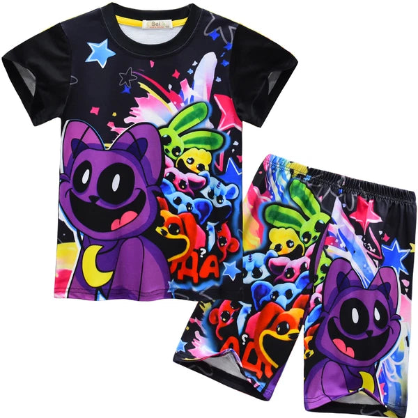 New Children's CatNap Smile Animal Clothing T-shirt Pants Pajama Set Gift