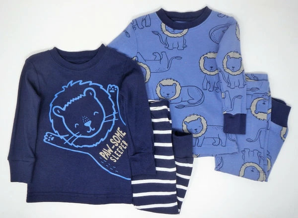 Carter's Baby Boy 4pc Blue Navy Lion Snug Fit Cotton Pajama Sets $36