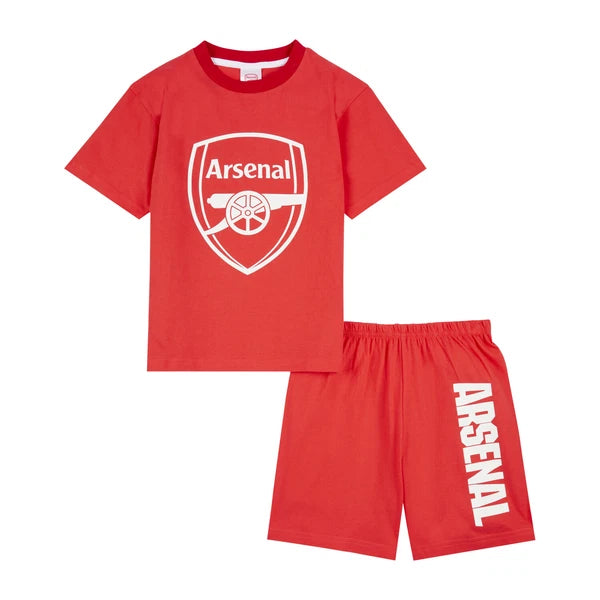 Arsenal F.C. Boys Pyjamas, AFC T-Shirt and Shorts PJs Set, Official Merchandise