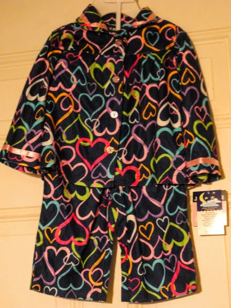 JOE BOXER  2PC GIRLS 12 MO NAVY BLUE WITH COLORED HEARTS WINTER PAJAMA SET NWT