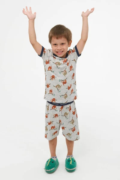 Boys Size 2-7 Marquise Grey Sloth Print Short Sleeve Cotton Pyjama Set
