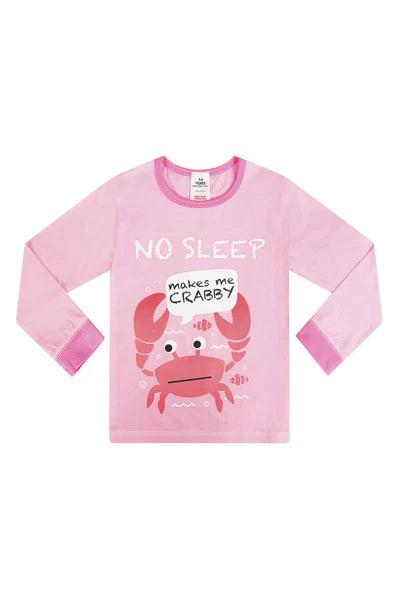 Cute No Sleep Makes Me Crabby Girls  Long Cotton Pyjamas