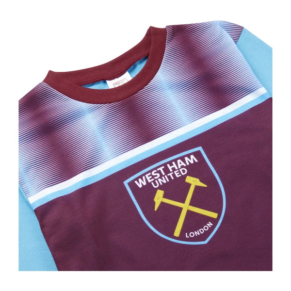 West Ham United FC Boys Pyjamas Football Pjs Set, Official Club Merchandise