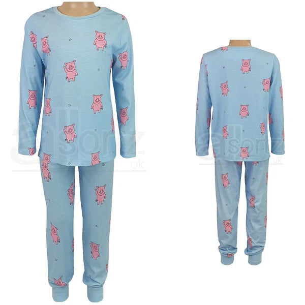 New Childrens Long Sleeve Cotton Pyjama Sets Boys Girls Percy PJs M S L Uk Age