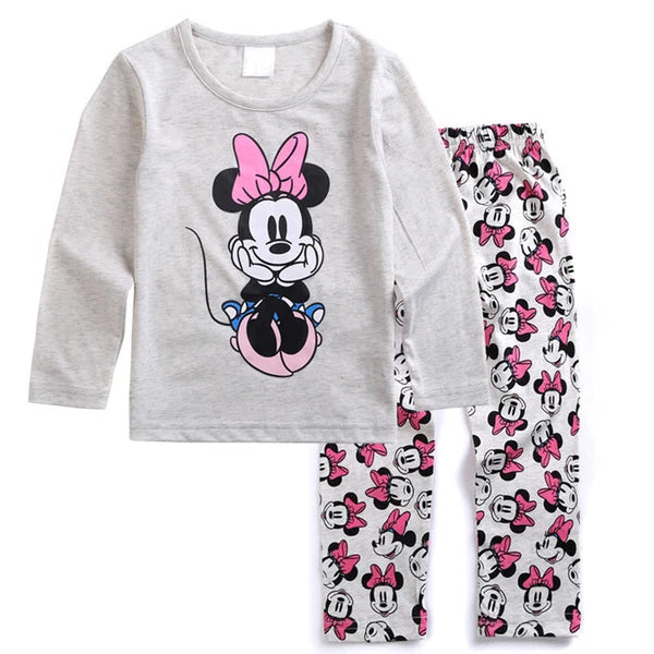 Kids Boy Girls Micky Minie Mouse Pyjamas Pjs Set Sleepwear Long Sleeve Nightwear