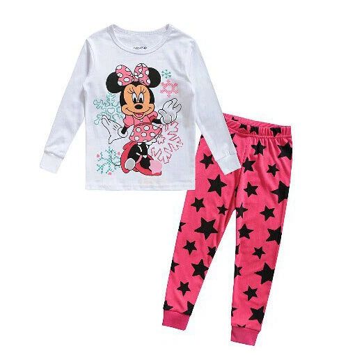 Kids Boy Girls Micky Minie Mouse Pyjamas Pjs Set Sleepwear Long Sleeve Nightwear