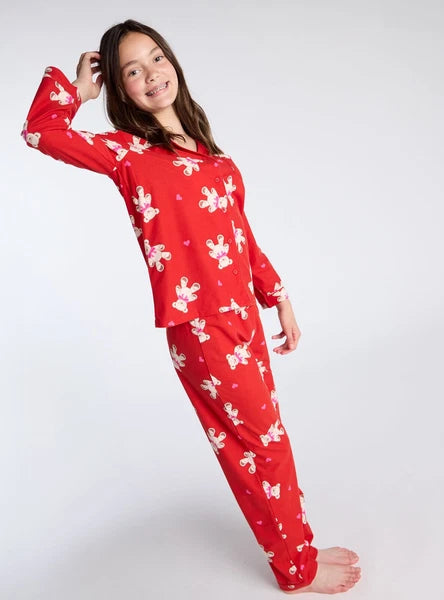 Boux Avenue Pyjama Set Girls Teddy Bear Fleece Kids Cute Nightwear PJ with Bag