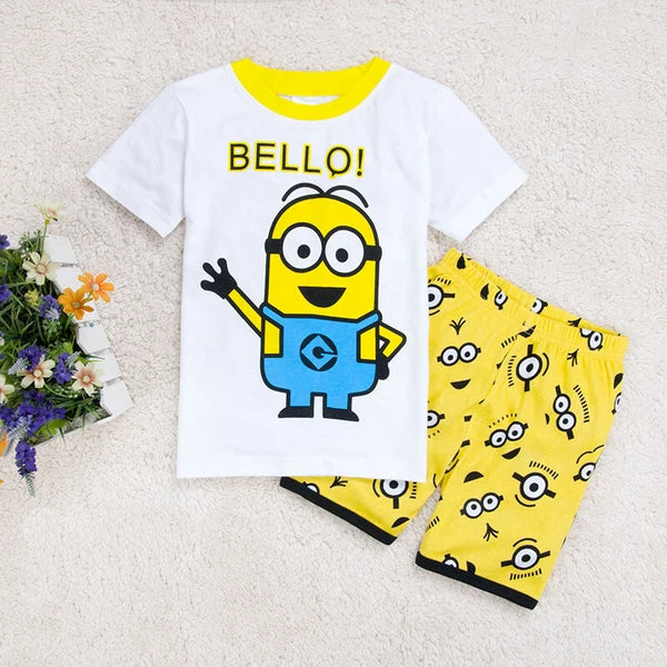 Kids Boys Girls Minions Nightwear Pyjamas Short Sleeve T-Shirt Shorts PJs Set UK