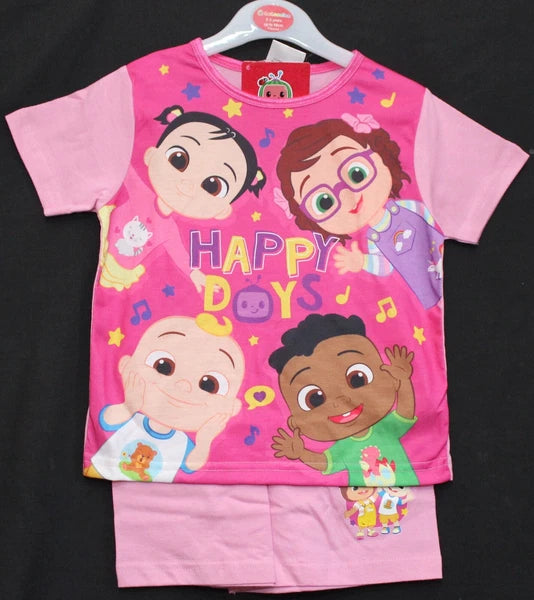 COCOMELON Girl's Pink Short Pyjamas/ Shorty PJs/ Summer PJs in Sizes 1-4 Years