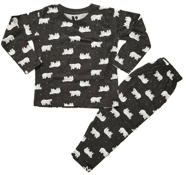 Ex Store Boys Polar Bear Grey Pyjamas Pjs Sleepwear Age 3 4 5 6 7 8 Years NEW