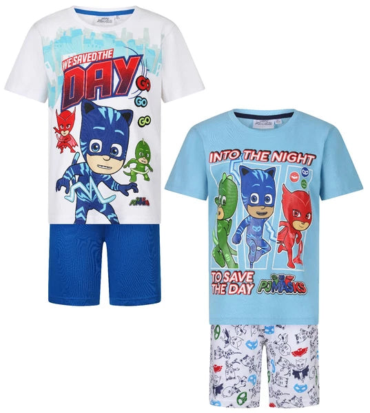 BOYS 2 PACK SHORT PYJAMAS CHARACTER NIGHT WEAR SHORT PJ SET 3-10 YEARS BNWT