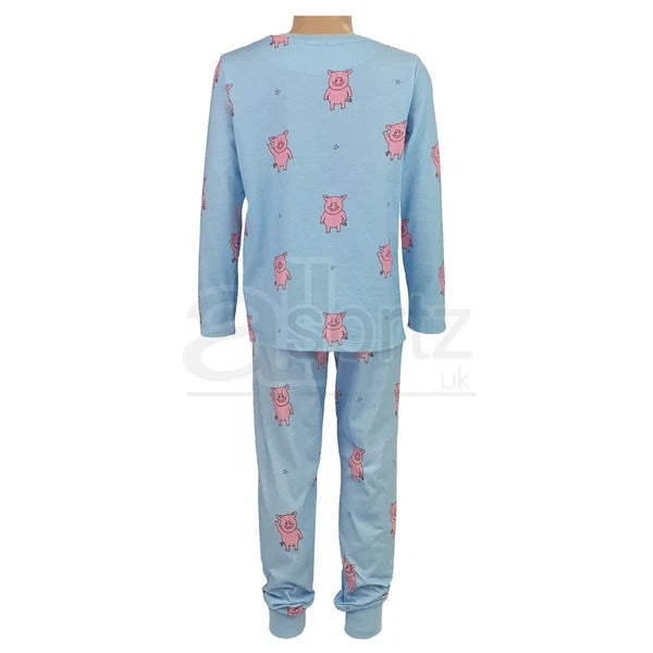 New Childrens Long Sleeve Cotton Pyjama Sets Boys Girls Percy PJs M S L Uk Age