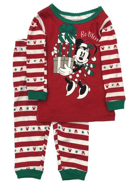 Disney Infant & Toddler Girls Red Minnie Mouse Holiday Pajamas Sleep Set