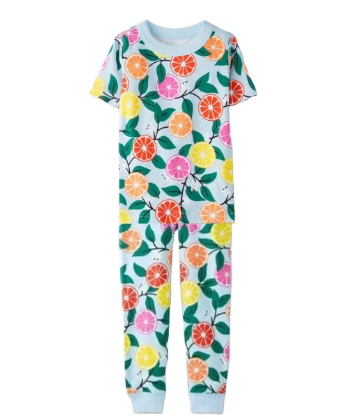 Hanna Andersson Kids Short Sleeve Long John Pyjama Set- Sweet Citrus (Imperfect)