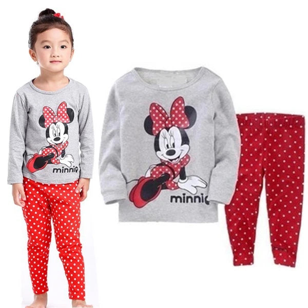 Kids Boy Girls Micky Minie Mouse Pyjamas Pjs Set Sleepwear Long Sleeve Nightwear