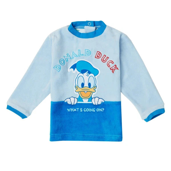 Official Mickey Mouse Kids Blue Pyjama Set Warm Cosy Fleece Boys Nightwear Gift