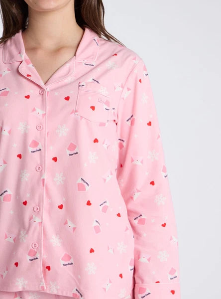 Boux Avenue Pyjama Set Girls Dear Santa Fleece Kids Cute Nightwear PJ with Bag