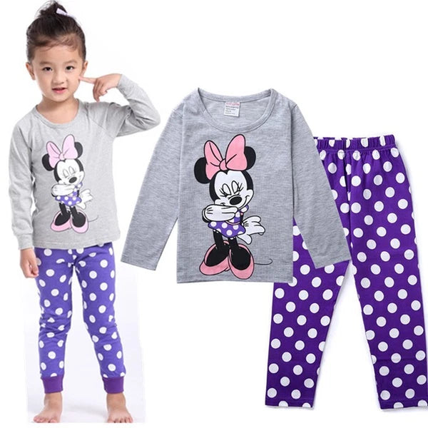 Kids Boy Girls Micky Minie Mouse Pyjamas Pjs Set Sleepwear Long Sleeve Nightwear