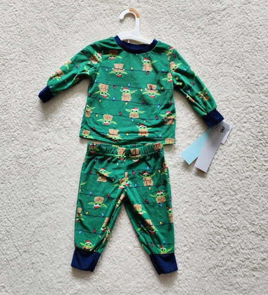 Holiday Christmas Star Wars baby Yoda Grogu pajama set, size 12 months 2t NWT