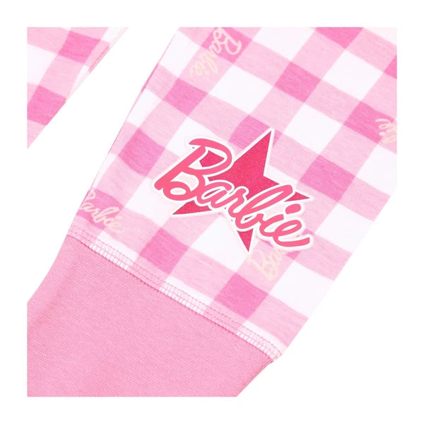 Barbie Girls Pyjamas | 100% Cotton Pjs for Girls | Pink Check Girls Doll Pjs