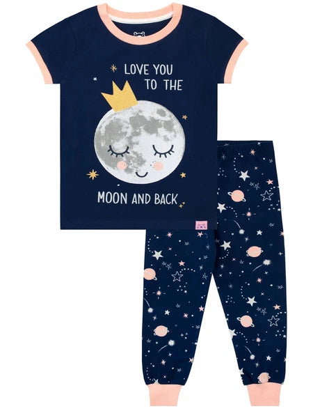 Moon Pyjamas Kids Girls 3 4 5 6 7 8 9 10 11 12 Years PJs Nightwear Sleepwear