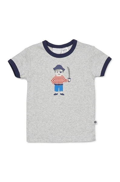 Boys Size 1 Marquise Grey Pirate Summer Short Sleeve Cotton Pyjama Set