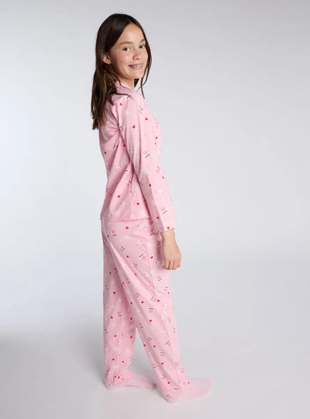 Boux Avenue Pyjama Set Girls Dear Santa Fleece Kids Cute Nightwear PJ with Bag