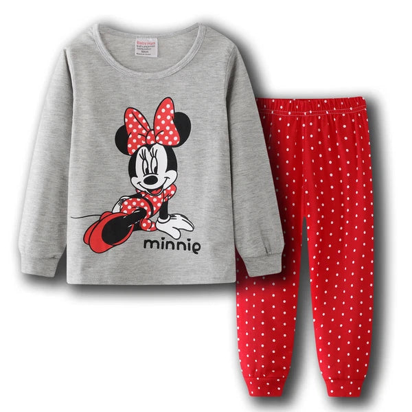 Kids Boy Girls Micky Minie Mouse Pyjamas Pjs Set Sleepwear Long Sleeve Nightwear