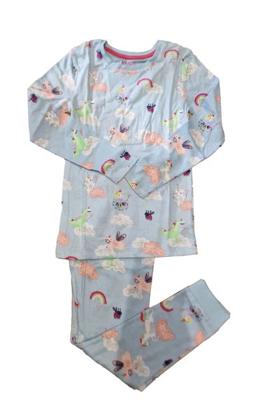 Ex M&S Girls Pyjamas PJ Snuggle set unicorn blue 18m-7 Years NEW