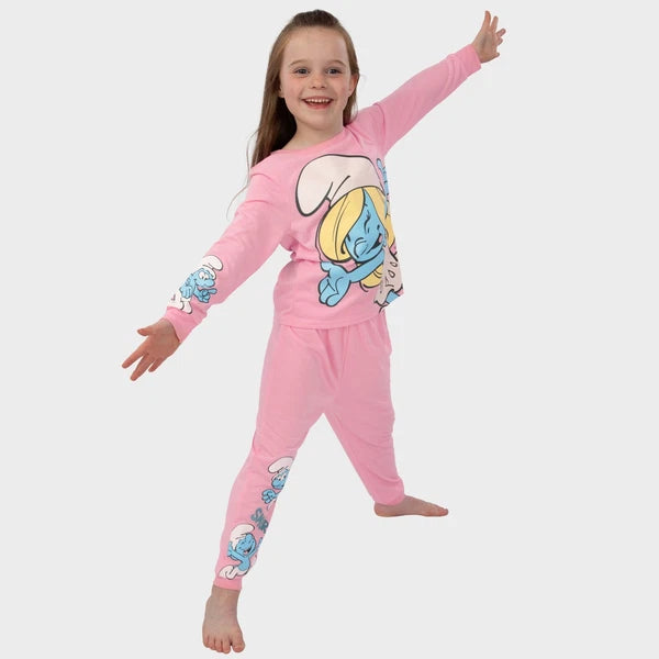 The Smurfs Pyjamas | Girls Smurfette Pyjamas | Long Sleeve Girls Pjs | Smurf Pjs