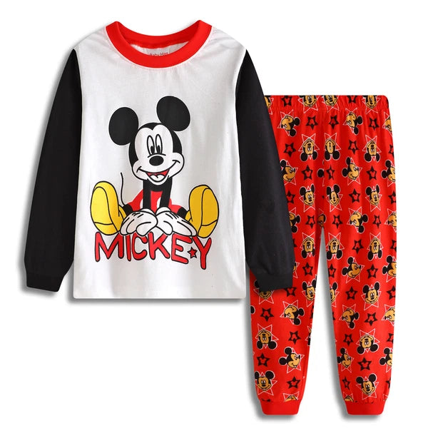Kids Boy Girls Micky Minie Mouse Pyjamas Pjs Set Sleepwear Long Sleeve Nightwear
