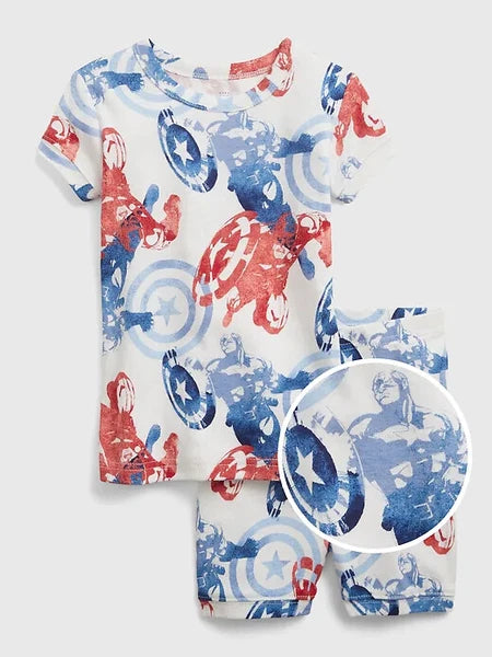 NWT Baby Gap Boys Short Pajamas Marvel Captain America   2T 2