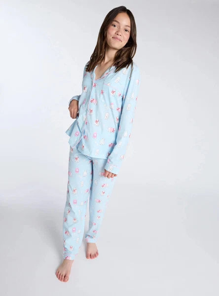 Boux Avenue Pyjama Set Girls Polar Bear Fleece Kids Cute Nightwear PJ with Bag