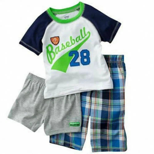 $28 NWT ☀3PC SET☀ Sz 12m or 24m CARTERS Pajamas BASEBALL SPORTS New  Boys