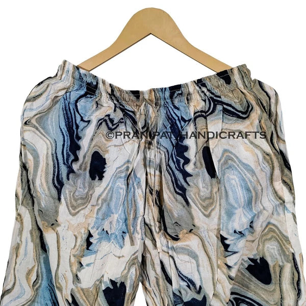 Women Abstract Summer Blue Hippie Sleepwear Cotton Ethnic Night wear Pajama set