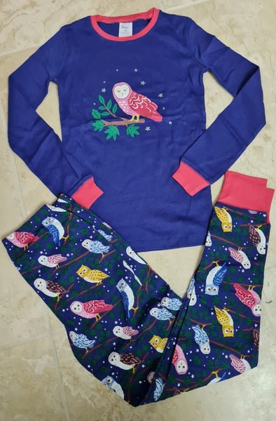 MINI BODEN GIRLS NAVY OWL Snug Long John Pyjamas BRAND NEW