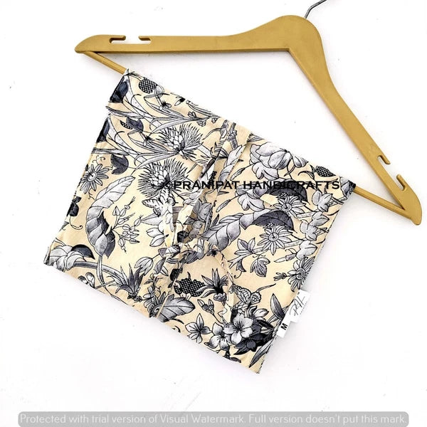 Women Sleepwear Cotton Forest Print Beige Hippie Night wear Boho Top-Pajama set